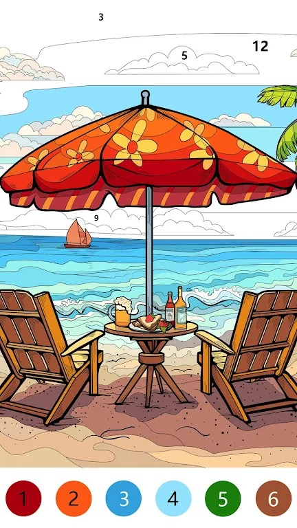 海滩颜色油漆编号游戏图1