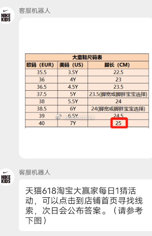 耐克儿童鞋最大参考脚长是淘宝618每日一猜答案