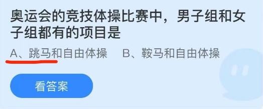 在奥运会的竞技体操比赛中，男子组和女子组都有的项目是