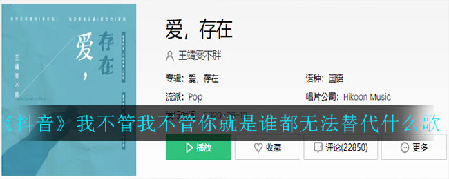 抖音我不管我不管你就是谁都无法替代什么歌
