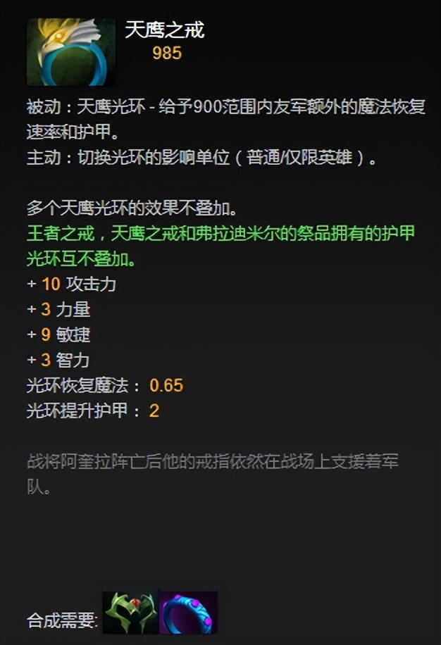 dota装备，经典装备天鹰之戒回归