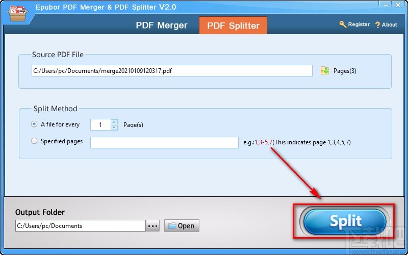 EpuborPDFMerger&PDFSplitter分割PDF文件的方法