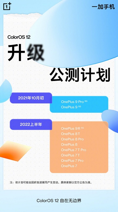 coloros12支持哪些一加机型