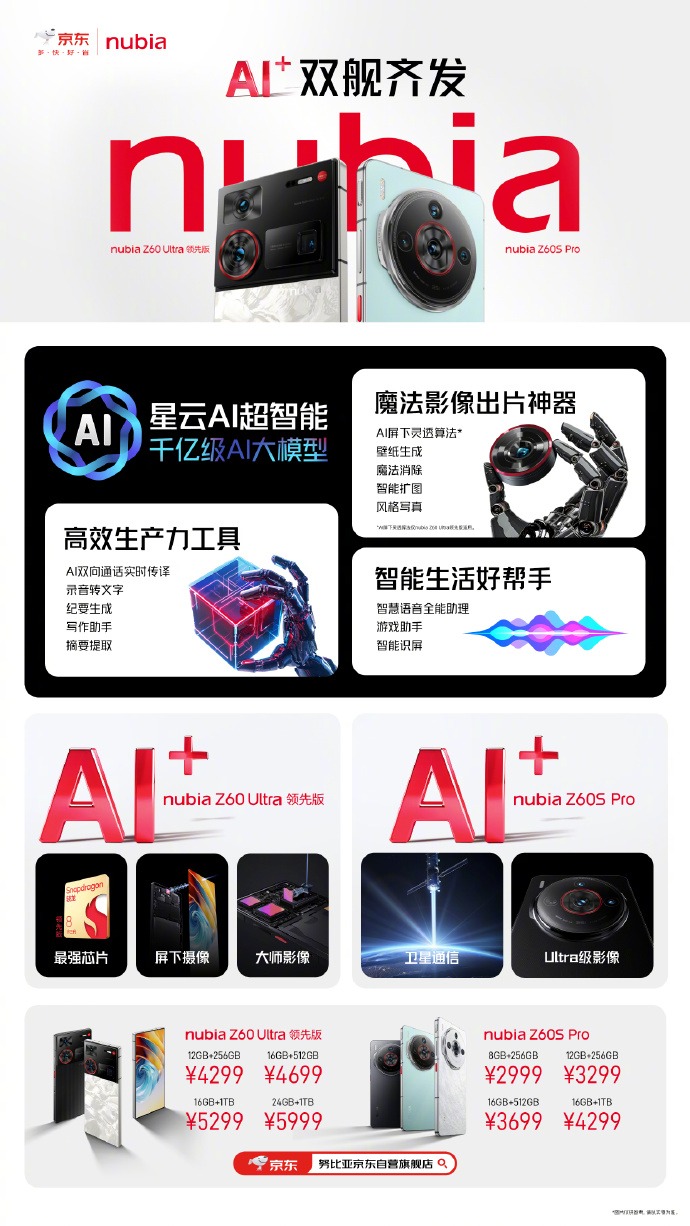 预售开启！努比亚AI+双旗舰发布：售价2999元起