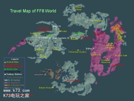 最终幻想8全部世界地图标明城镇重要地点