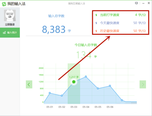 搜狗五笔输入法怎么看打字速度