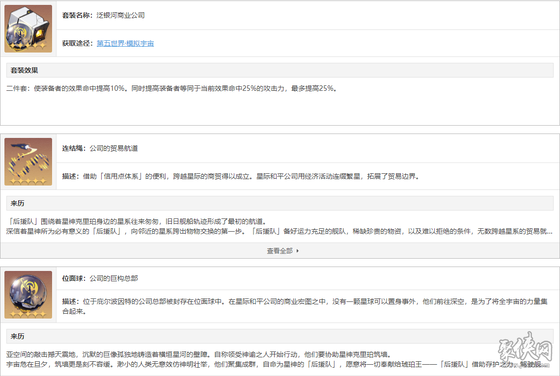 崩坏星穹铁道泛银河商业公司适用角色泛银河商业公司在哪刷