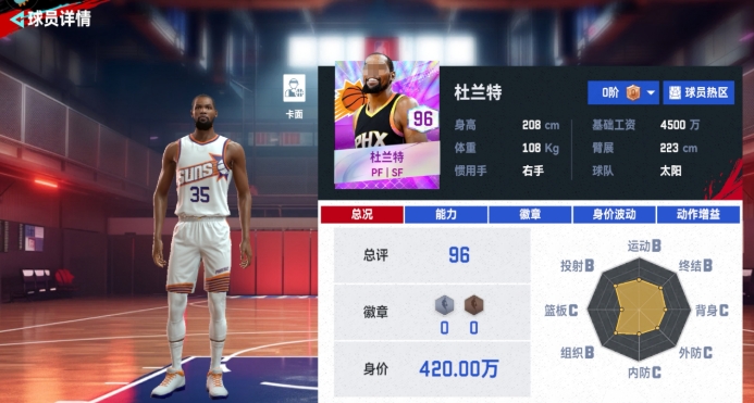 NBA巅峰对决杜兰特角色介绍