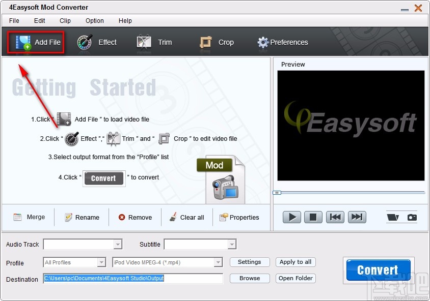 4EasysoftMODConverter剪切视频的方法