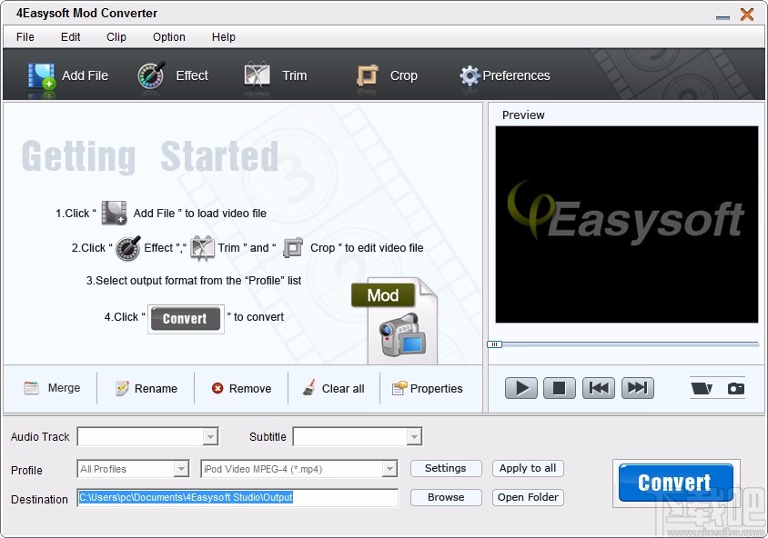 4EasysoftMODConverter剪切视频的方法