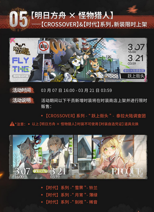 明日方舟x怪物猎人展开联动3月7日正式公布