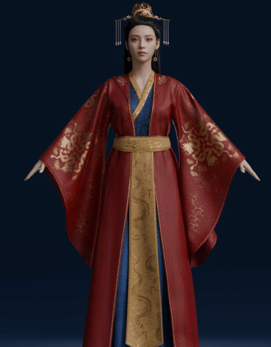 3D大神晒黑神话亢金星君模型:红衣足忧郁美人