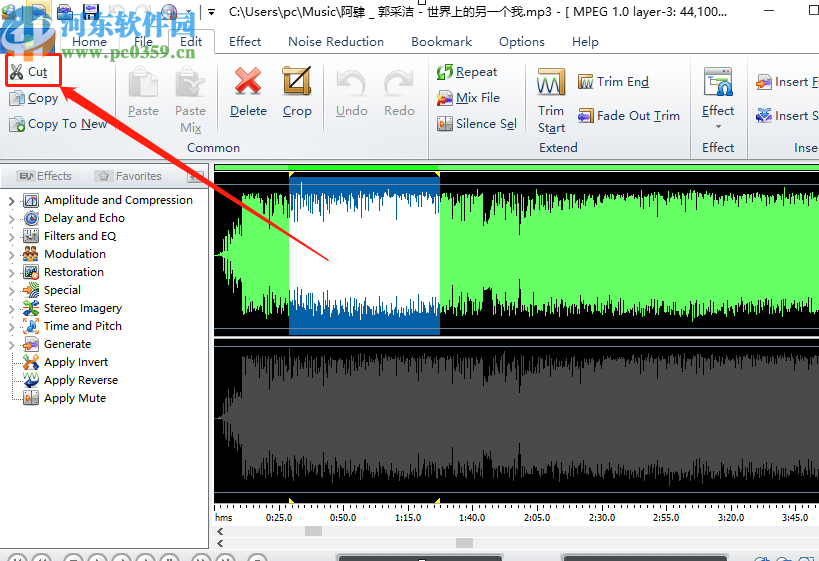 MP3AudioEditor剪切音频文件的方法步骤