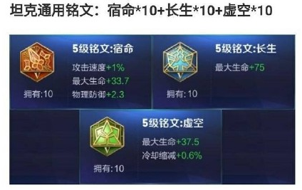 王者荣耀通用铭文组合分享王者荣耀法师战士刺客射手通用铭文