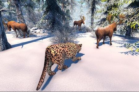 北极豹家族雪林模拟图3