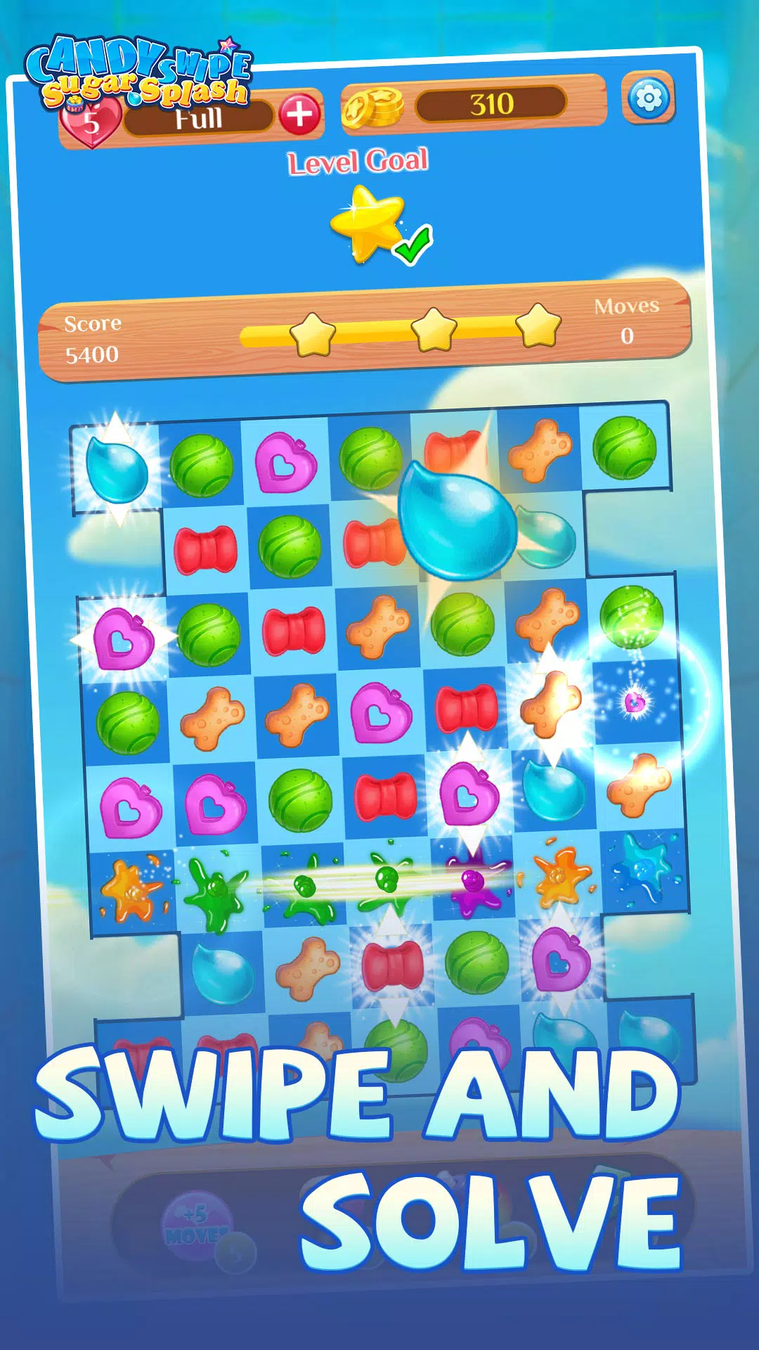 糖果轻扫糖飞溅游戏(Candy Swipe: Sugar Splash)图1