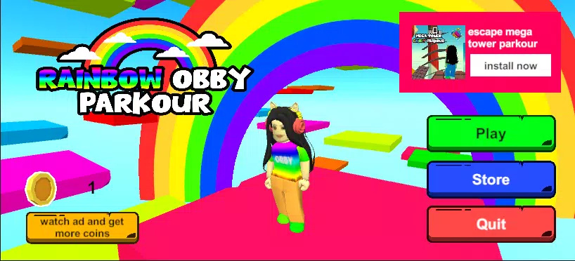 彩虹跑酷游戏(rainbow obby parkour)图1