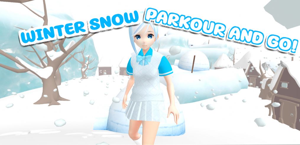 冬季冰雪奥比动漫女孩跑酷游戏