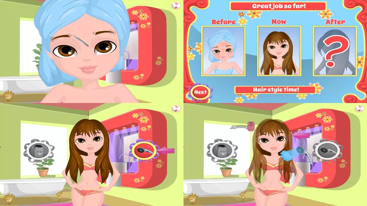 女孩发型-装扮日游戏和水疗头发和化妆girls hairstyle-dress up day