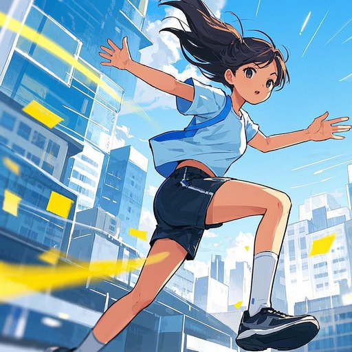 动漫女孩跑步