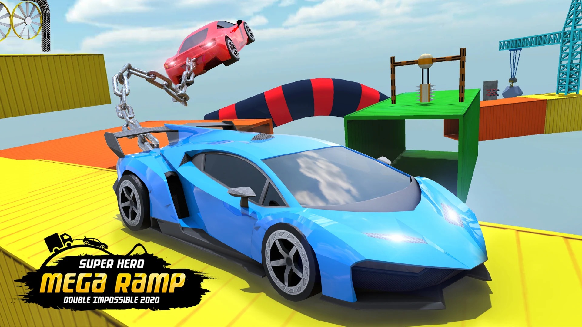 坡道漂移汽车特技(SuperHero Megaramp Double Impossible)截图1