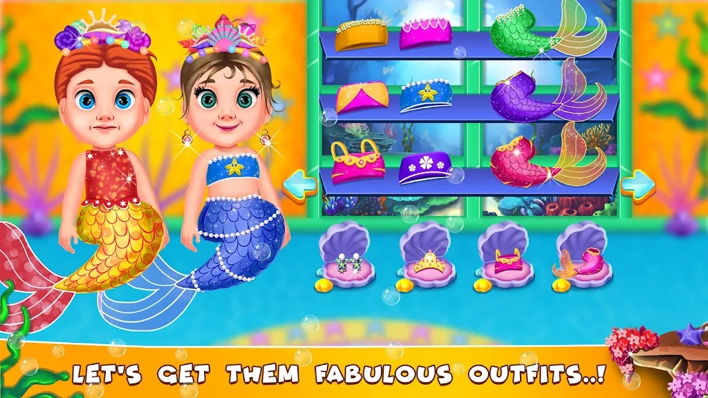 Twin mermaid babysitter care