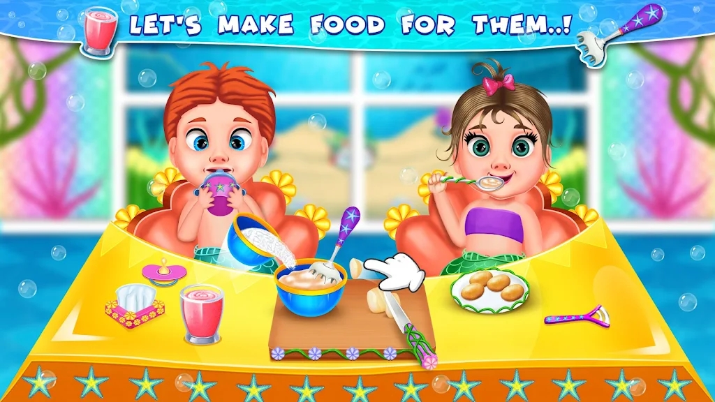 Twin mermaid babysitter care