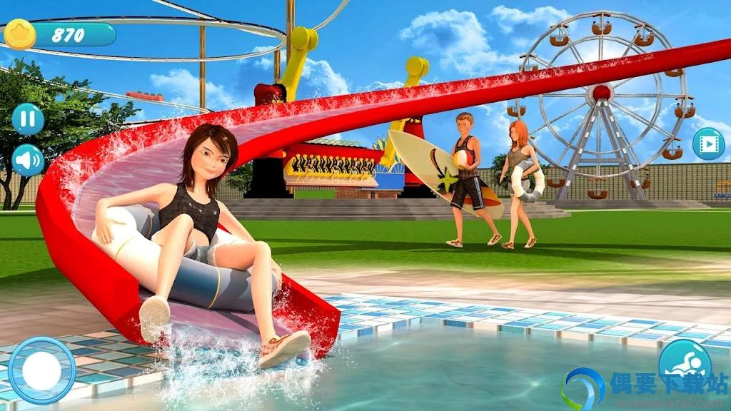 水上游乐场(Water Park Slide Racing Game)-0