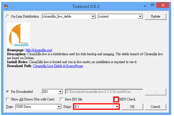 Clonezilla live制作USB开机随身碟