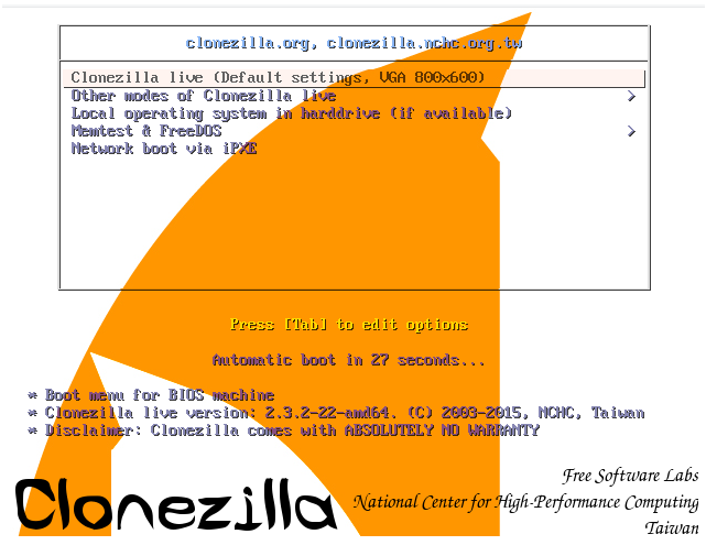 Clonezilla live制作USB开机随身碟