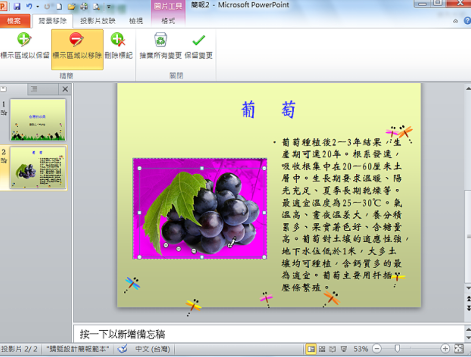 PowerPoint2010去除图片背景