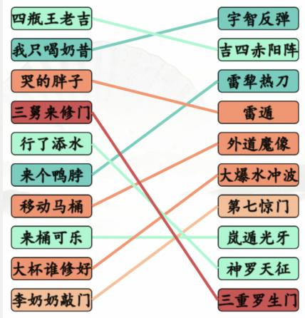 《汉字找茬王》搞笑招式怎么过_完成动漫空耳连线通关图文攻略