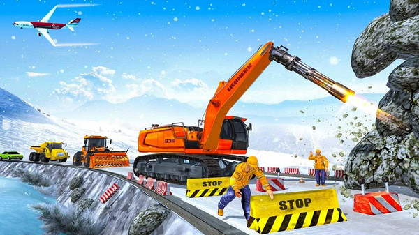 雪地挖掘机救援行动图1