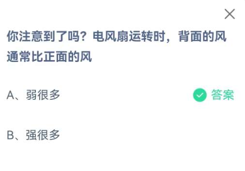 你注意到了吗电风扇运转时背面的风通常比正面的风