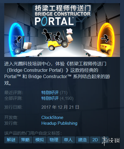 Steam每日特惠：《桥梁工程师传送门》只要3.7元！