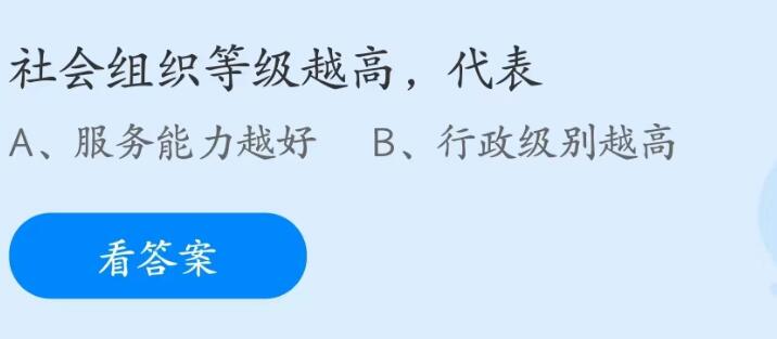 蚂蚁庄园6月15日社会组织等级越高代表