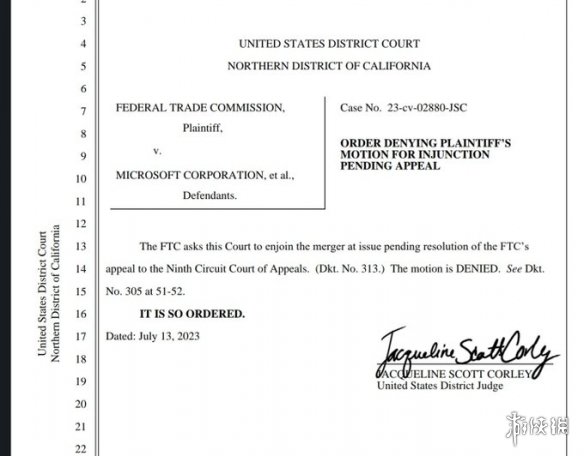 FTC请求上诉期间禁止微软收购动视！现已被法官否决