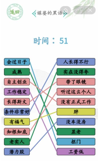 汉字找茬王相亲黑话攻略相亲媒婆的黑话怎么连线