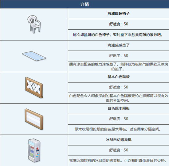 蔚蓝档案海滩边组合家具图鉴介绍