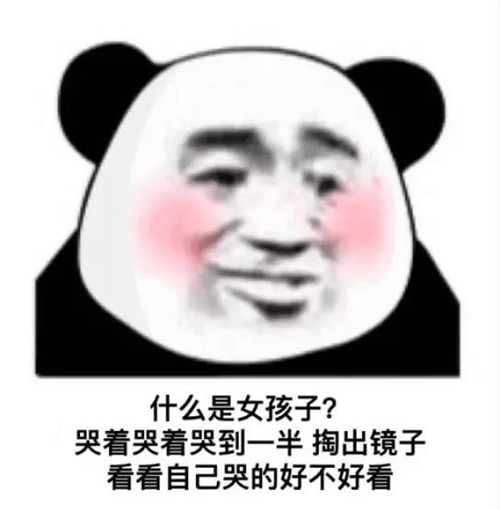 什么是女孩子哭着哭着哭到一半掏出镜子表情包