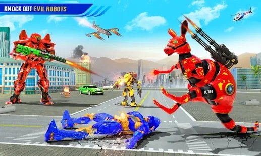 Kangaroo Robot Car Transform Robot Shooting Games手游图2