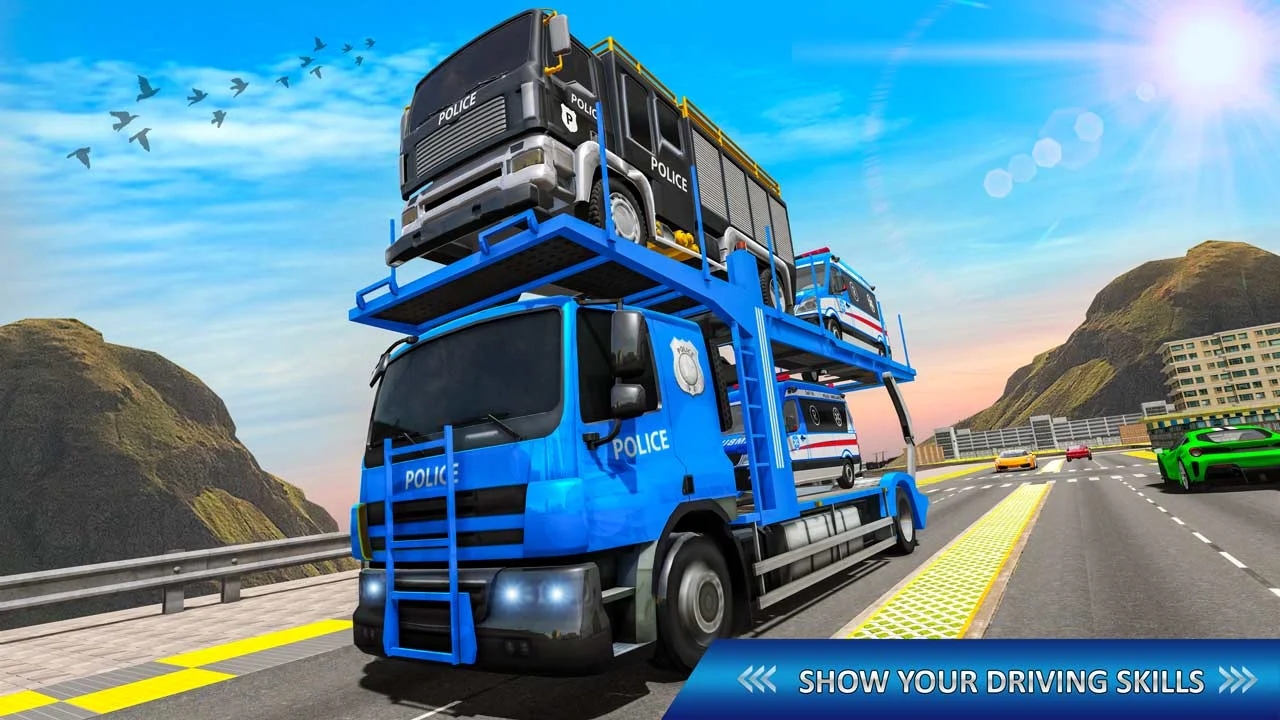 Police FireTruck Transport游戏图1