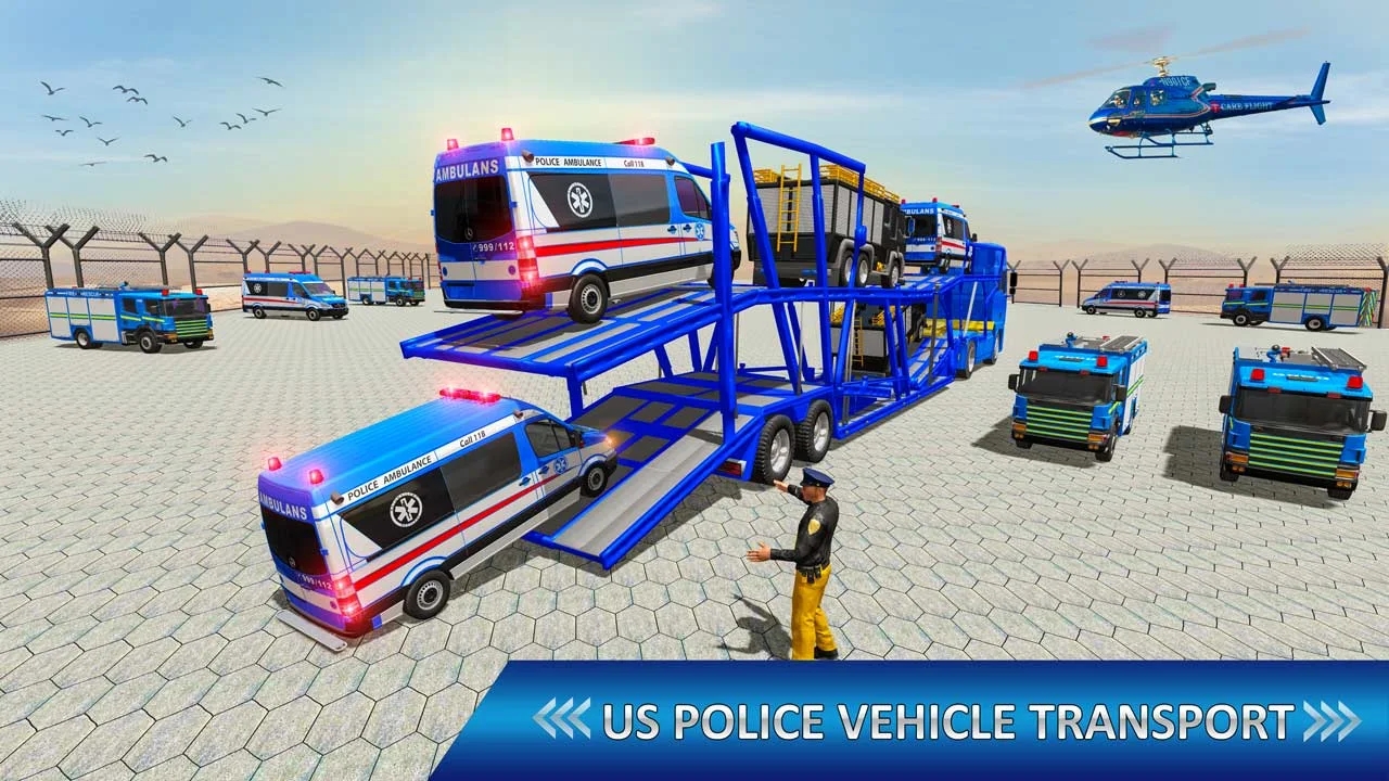 Police FireTruck Transport游戏图2