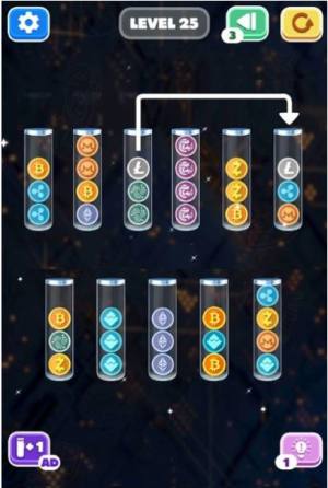 分类加密（Sort Crypto : Coin Sort Puzzle Game）游戏图3