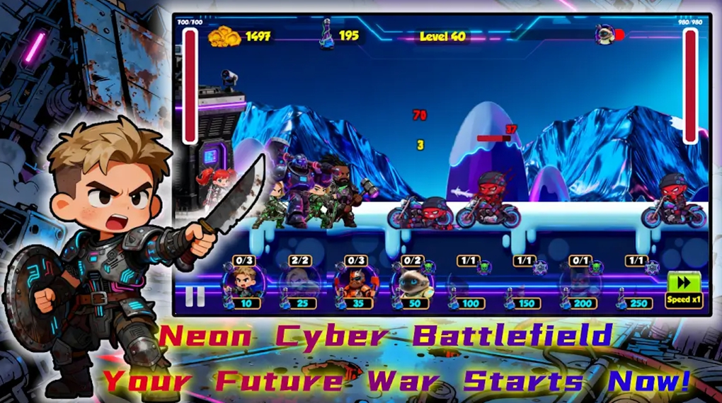 赛博狂飙：霓虹塔之战（Cyber Rush: Neon Tower Wars）游戏图2